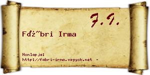 Fábri Irma névjegykártya