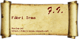 Fábri Irma névjegykártya